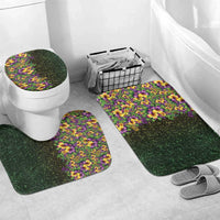 Hawaii Mardi Gras Bathroom Set Tropical Flowers Glitter Style LT05 Mat Set Only (3 pcs) One Size Black - Polynesian Pride