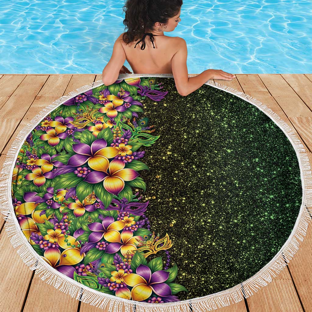 Hawaii Mardi Gras Beach Blanket Tropical Flowers Glitter Style LT05 - Polynesian Pride