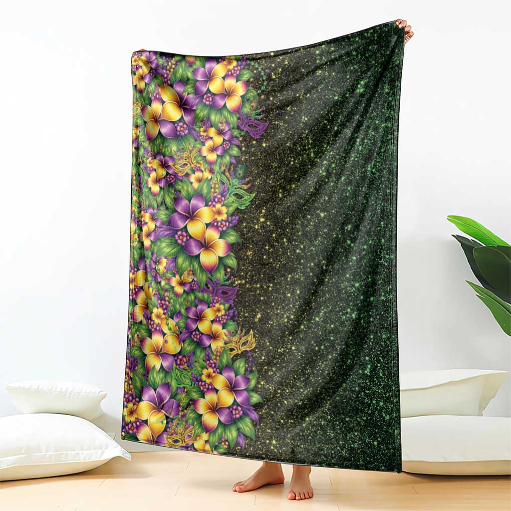 Hawaii Mardi Gras Blanket Tropical Flowers Glitter Style LT05 - Polynesian Pride