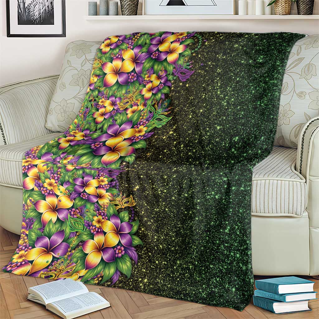 Hawaii Mardi Gras Blanket Tropical Flowers Glitter Style LT05 - Polynesian Pride