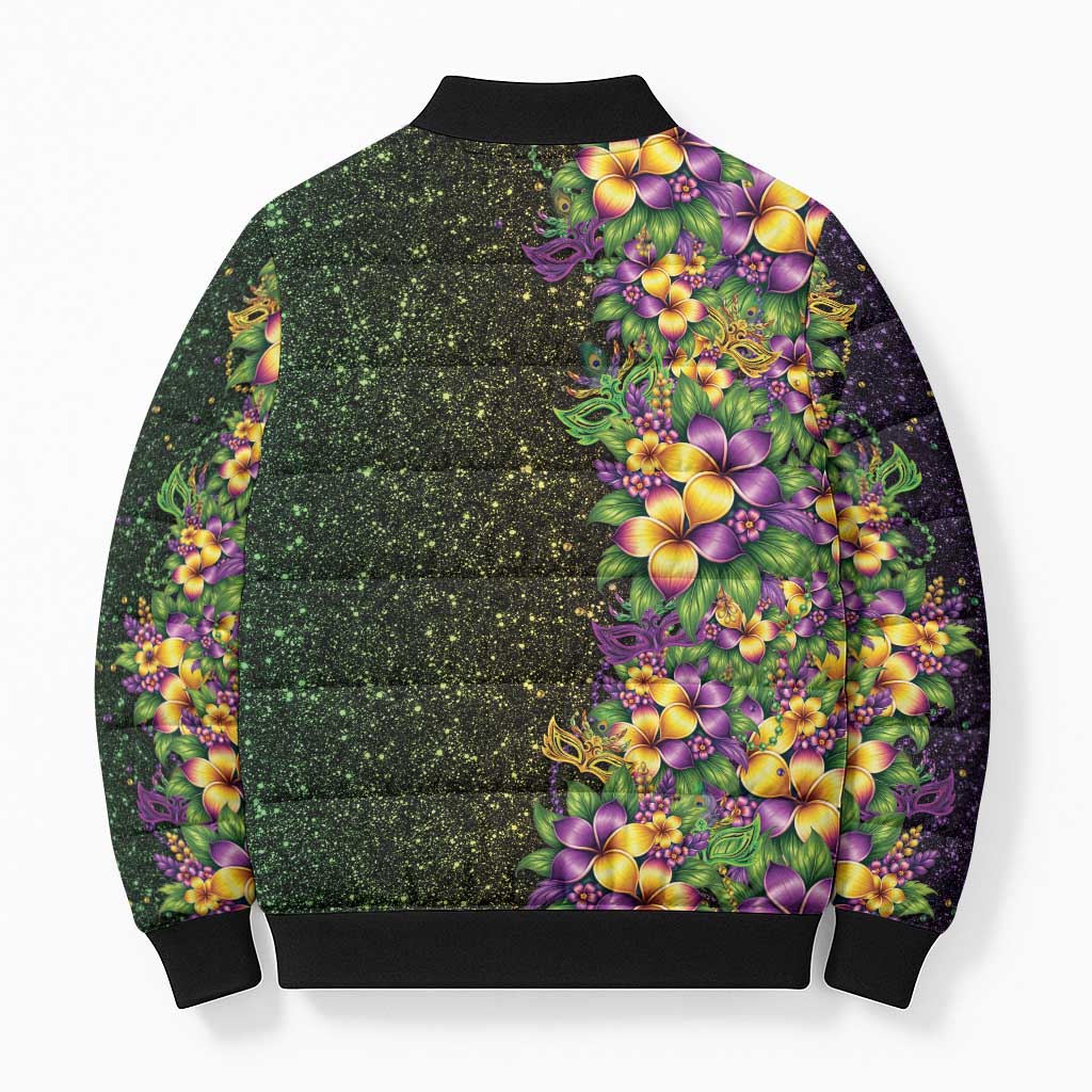 Hawaii Mardi Gras Bomber Puffer Jacket Tropical Flowers Glitter Style LT05 - Polynesian Pride