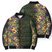 Hawaii Mardi Gras Bomber Puffer Jacket Tropical Flowers Glitter Style LT05 - Polynesian Pride