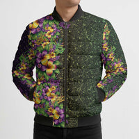 Hawaii Mardi Gras Bomber Puffer Jacket Tropical Flowers Glitter Style LT05 - Polynesian Pride