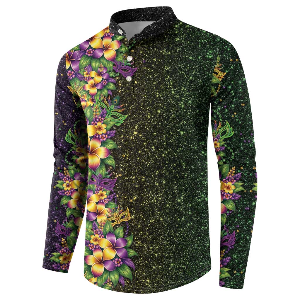 Hawaii Mardi Gras Button Sweatshirt Tropical Flowers Glitter Style LT05 - Polynesian Pride