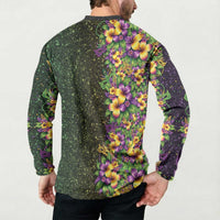 Hawaii Mardi Gras Button Sweatshirt Tropical Flowers Glitter Style LT05 - Polynesian Pride