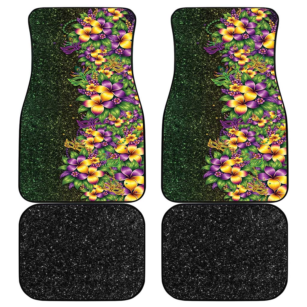 Hawaii Mardi Gras Car Mats Tropical Flowers Glitter Style LT05 - Polynesian Pride
