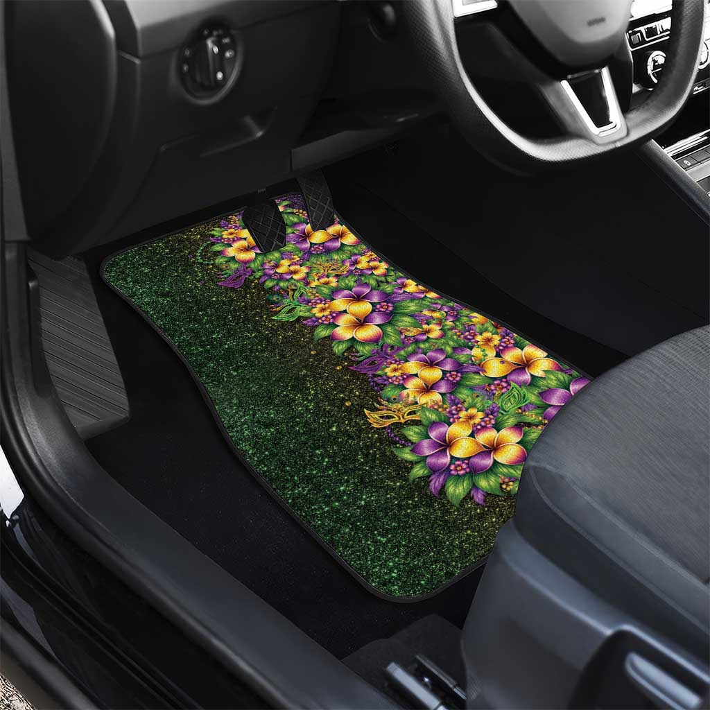 Hawaii Mardi Gras Car Mats Tropical Flowers Glitter Style LT05 - Polynesian Pride