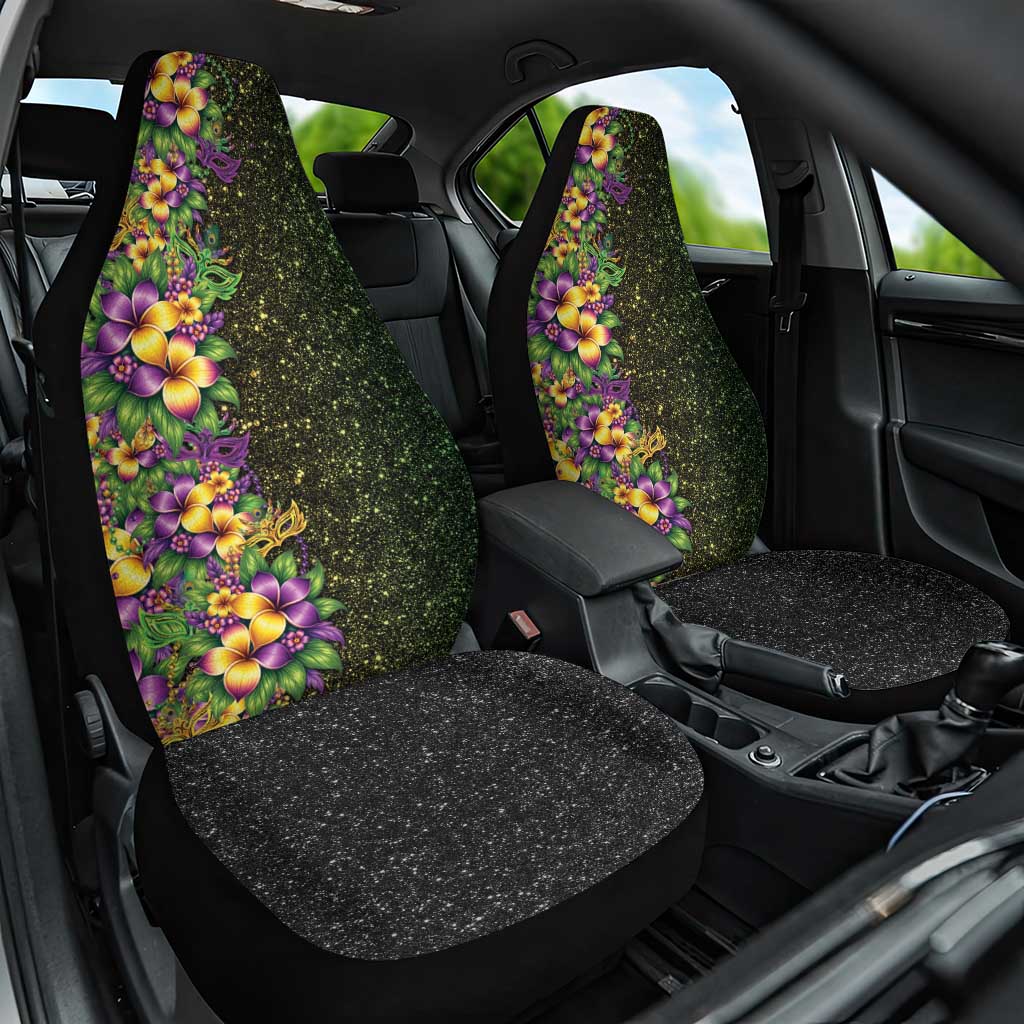 Hawaii Mardi Gras Car Seat Cover Tropical Flowers Glitter Style LT05 One Size Black - Polynesian Pride
