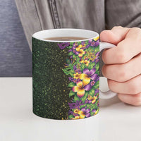 Hawaii Mardi Gras Ceramic Mug Tropical Flowers Glitter Style LT05 - Polynesian Pride