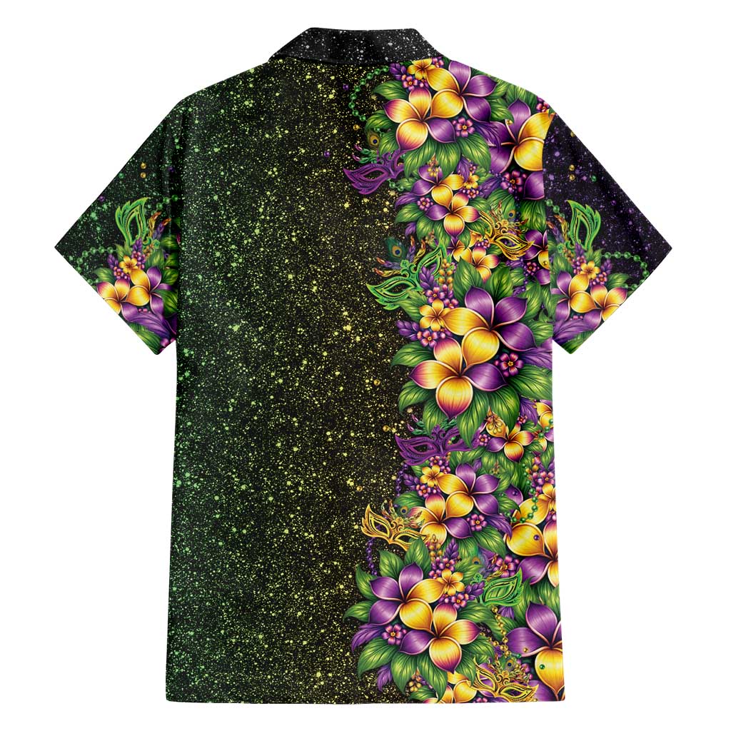 Hawaii Mardi Gras Family Matching Long Sleeve Bodycon Dress and Hawaiian Shirt Tropical Flowers Glitter Style