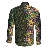 Hawaii Mardi Gras Family Matching Mermaid Dress and Hawaiian Shirt Tropical Flowers Glitter Style