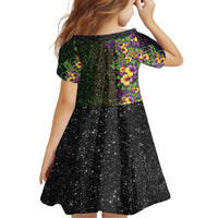 Hawaii Mardi Gras Family Matching Off Shoulder Maxi Dress and Hawaiian Shirt Tropical Flowers Glitter Style