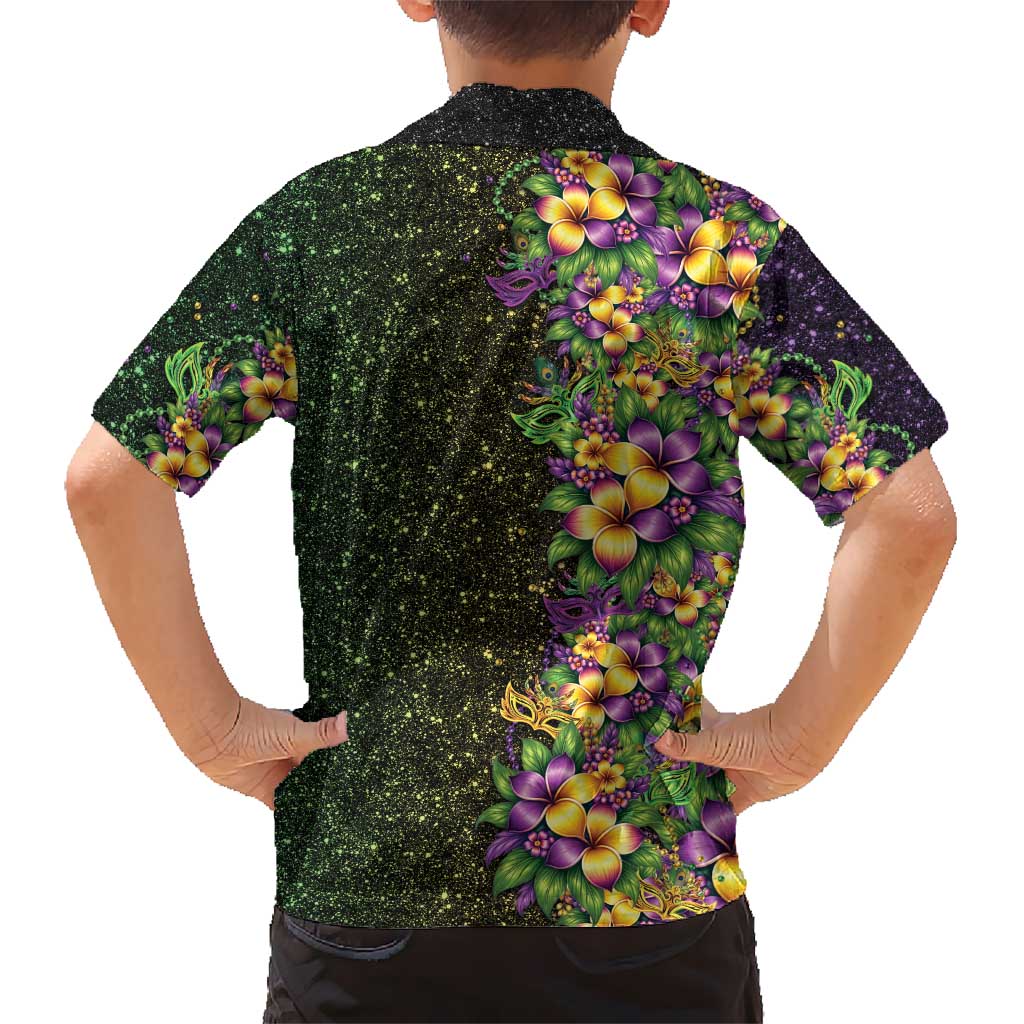 Hawaii Mardi Gras Family Matching Summer Maxi Dress and Hawaiian Shirt Tropical Flowers Glitter Style