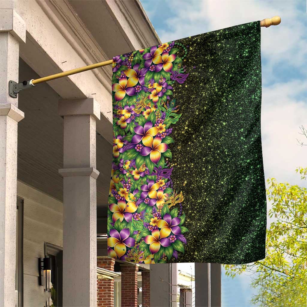 Hawaii Mardi Gras Garden Flag Tropical Flowers Glitter Style LT05 House Flag Black - Polynesian Pride