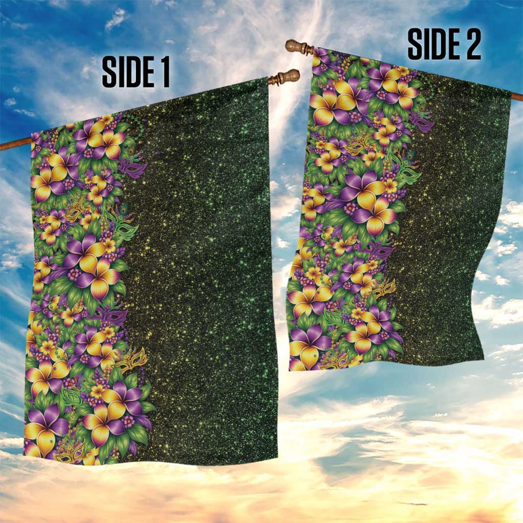 Hawaii Mardi Gras Garden Flag Tropical Flowers Glitter Style LT05 - Polynesian Pride