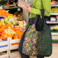 Hawaii Mardi Gras Grocery Bag Tropical Flowers Glitter Style LT05 - Polynesian Pride