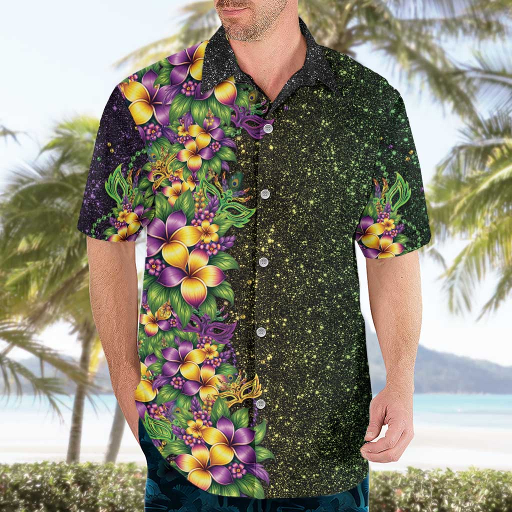 Hawaii Mardi Gras Hawaiian Shirt Tropical Flowers Glitter Style LT05 - Polynesian Pride