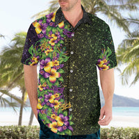 Hawaii Mardi Gras Hawaiian Shirt Tropical Flowers Glitter Style LT05 - Polynesian Pride