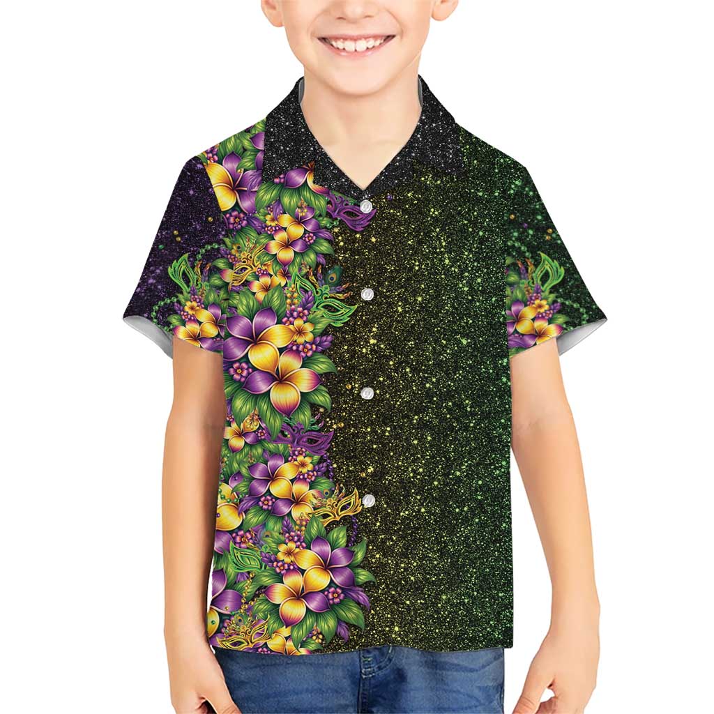 Hawaii Mardi Gras Hawaiian Shirt Tropical Flowers Glitter Style LT05 - Polynesian Pride