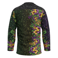 Hawaii Mardi Gras Hockey Jersey Tropical Flowers Glitter Style LT05 - Polynesian Pride