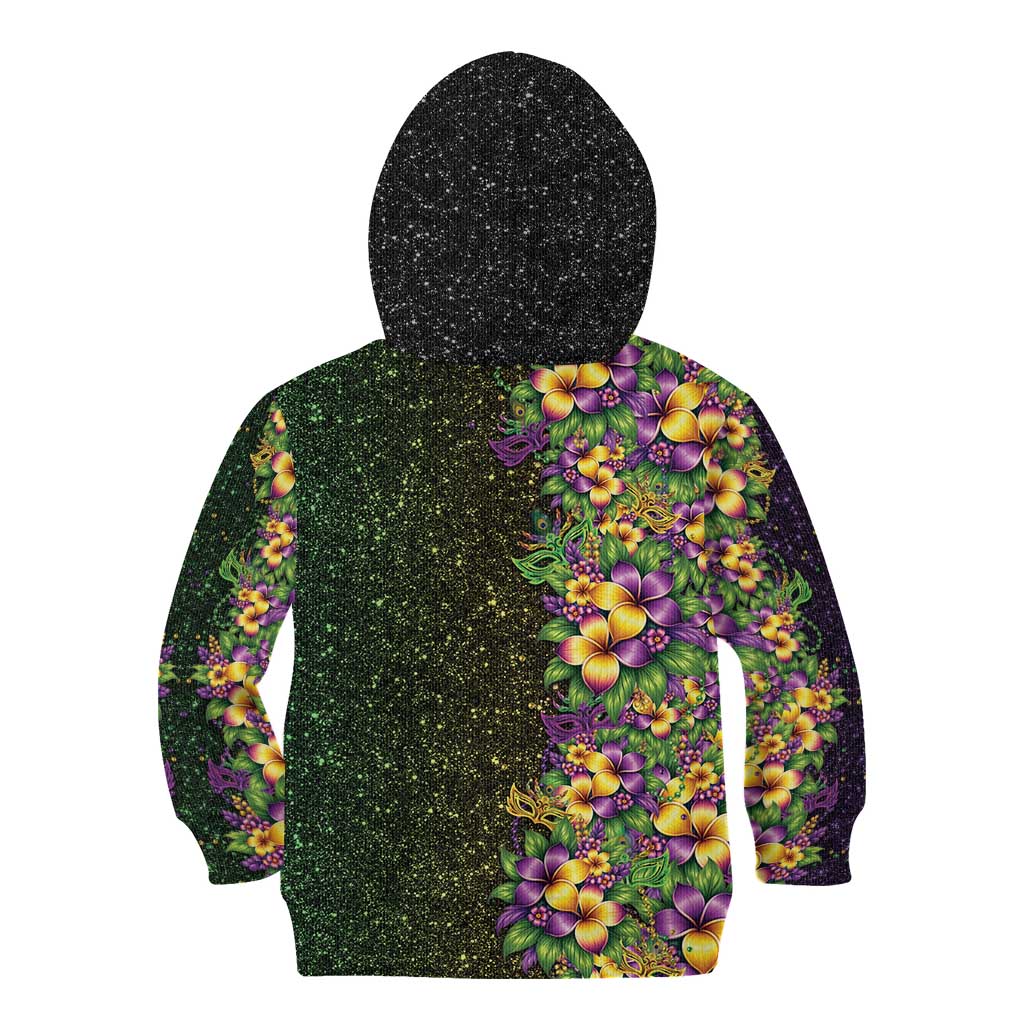 Hawaii Mardi Gras Kid Hoodie Tropical Flowers Glitter Style LT05 - Polynesian Pride