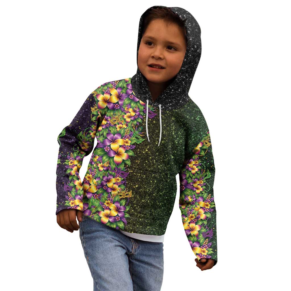 Hawaii Mardi Gras Kid Hoodie Tropical Flowers Glitter Style LT05 - Polynesian Pride