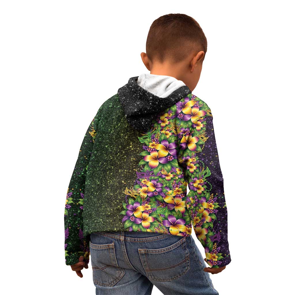 Hawaii Mardi Gras Kid Hoodie Tropical Flowers Glitter Style LT05 - Polynesian Pride