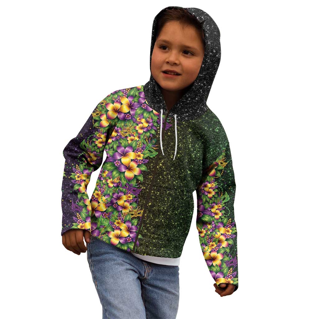 Hawaii Mardi Gras Kid Hoodie Tropical Flowers Glitter Style LT05 - Polynesian Pride