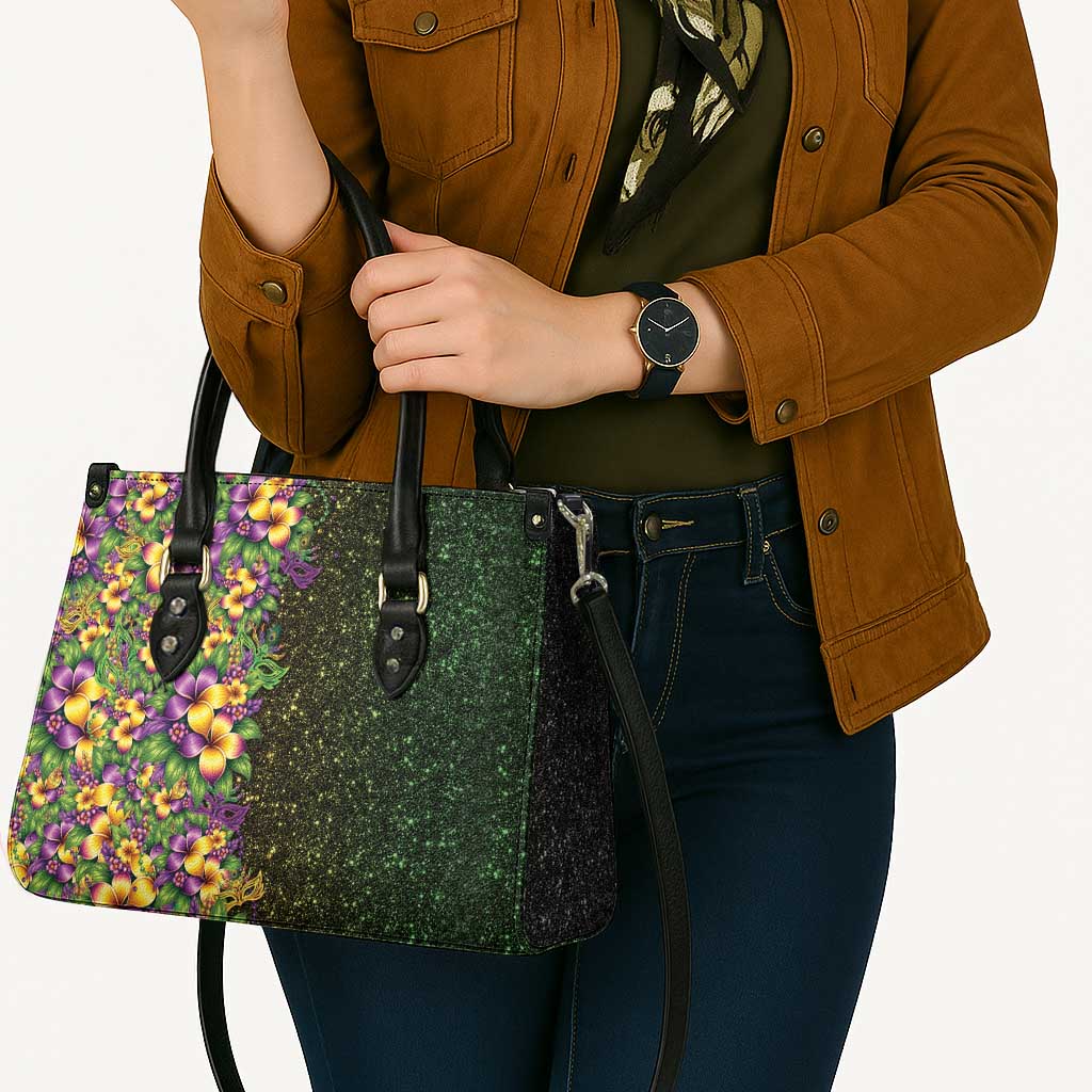 Hawaii Mardi Gras Leather Bag Tropical Flowers Glitter Style LT05 - Polynesian Pride