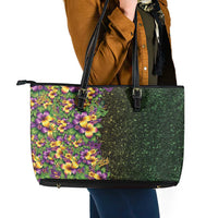 Hawaii Mardi Gras Leather Tote Bag Tropical Flowers Glitter Style LT05 - Polynesian Pride