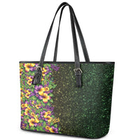 Hawaii Mardi Gras Leather Tote Bag Tropical Flowers Glitter Style LT05 - Polynesian Pride