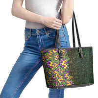 Hawaii Mardi Gras Leather Tote Bag Tropical Flowers Glitter Style LT05 - Polynesian Pride