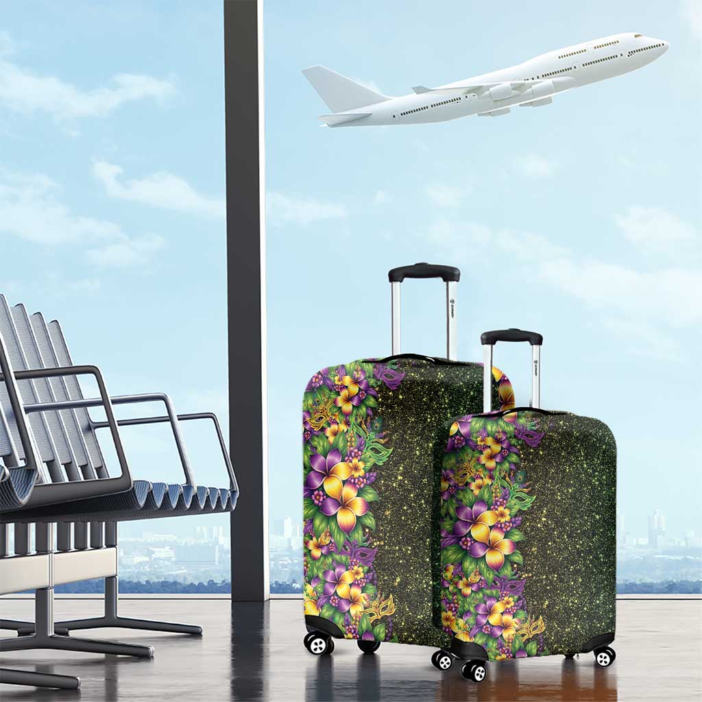 Hawaii Mardi Gras Luggage Cover Tropical Flowers Glitter Style LT05 - Polynesian Pride