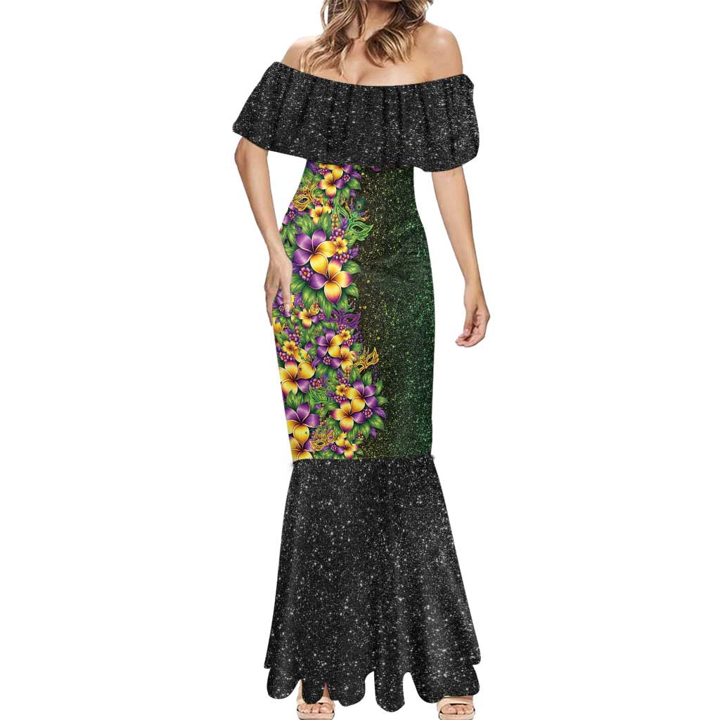 Hawaii Mardi Gras Mermaid Dress Tropical Flowers Glitter Style LT05 - Polynesian Pride