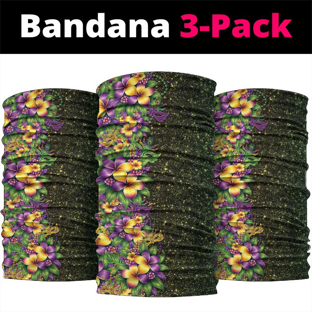 Hawaii Mardi Gras Neck Gaiter Tropical Flowers Glitter Style LT05 package One Size: 25*50cm Black - Polynesian Pride