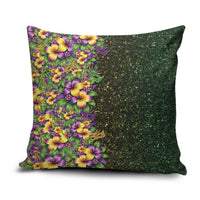 Hawaii Mardi Gras Pillow Cover Tropical Flowers Glitter Style LT05 Black - Polynesian Pride
