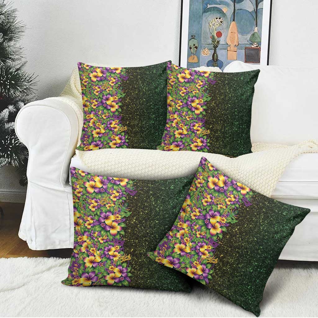 Hawaii Mardi Gras Pillow Cover Tropical Flowers Glitter Style LT05 - Polynesian Pride