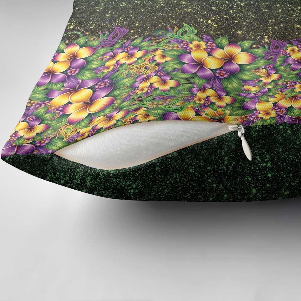 Hawaii Mardi Gras Pillow Cover Tropical Flowers Glitter Style LT05 - Polynesian Pride