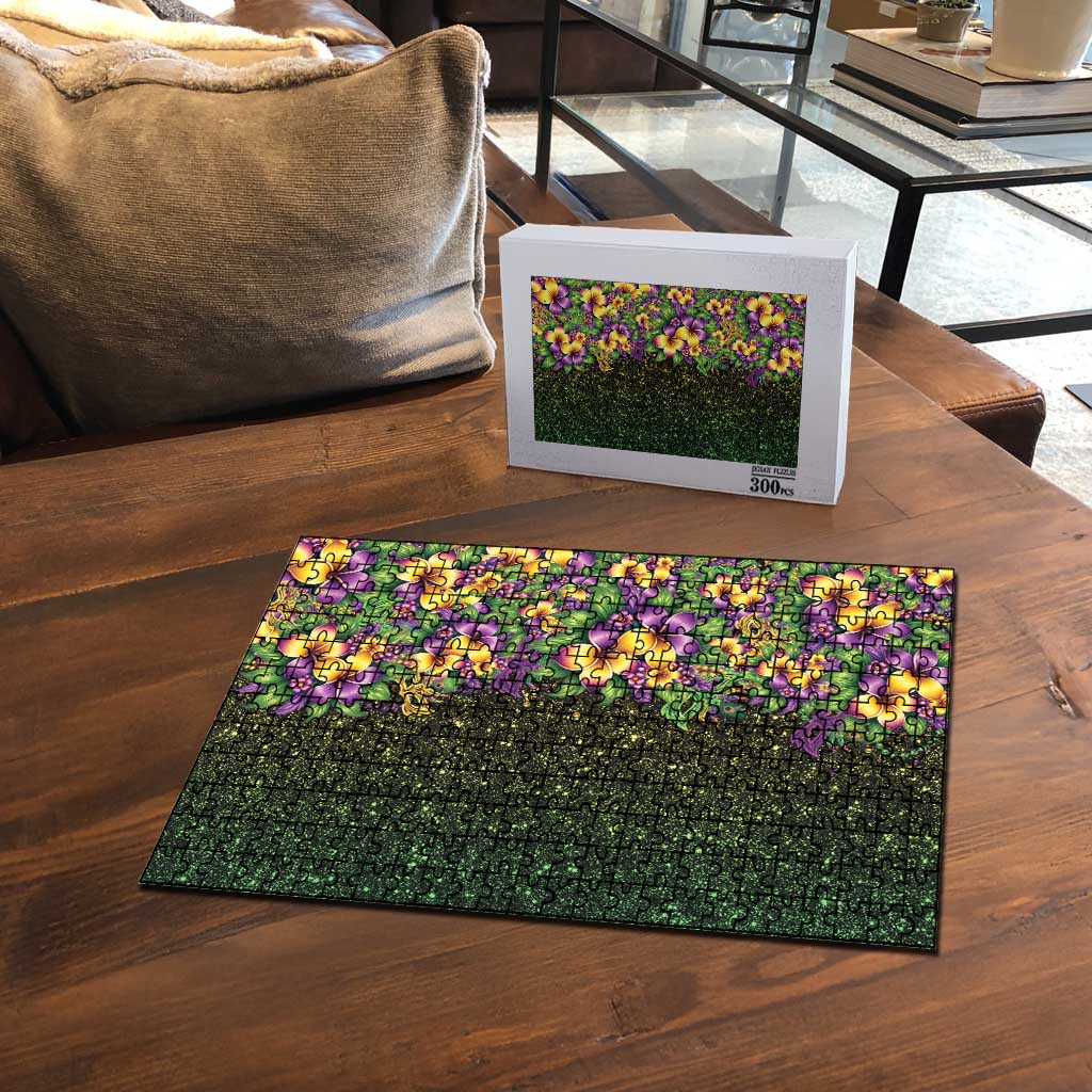 Hawaii Mardi Gras Puzzle Tropical Flowers Glitter Style LT05 - Polynesian Pride