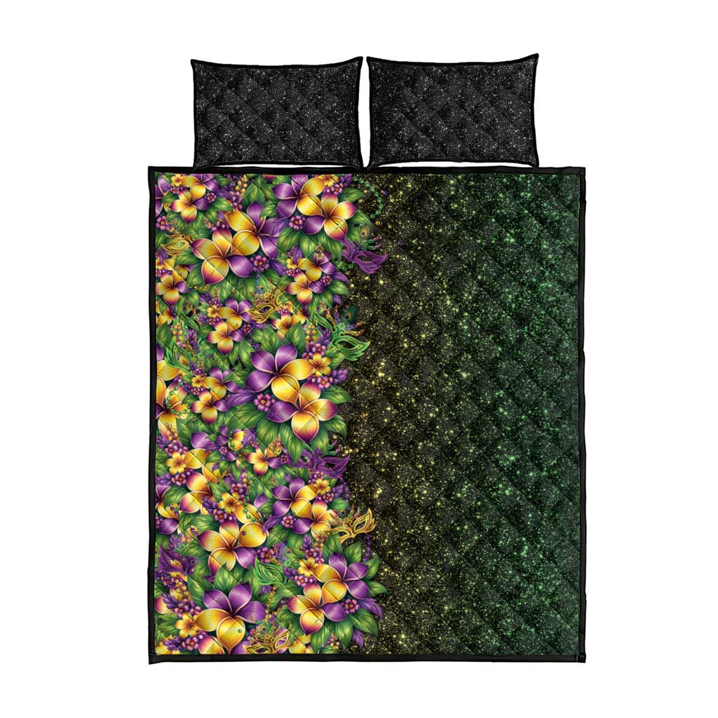 Hawaii Mardi Gras Quilt Bed Set Tropical Flowers Glitter Style LT05 - Polynesian Pride
