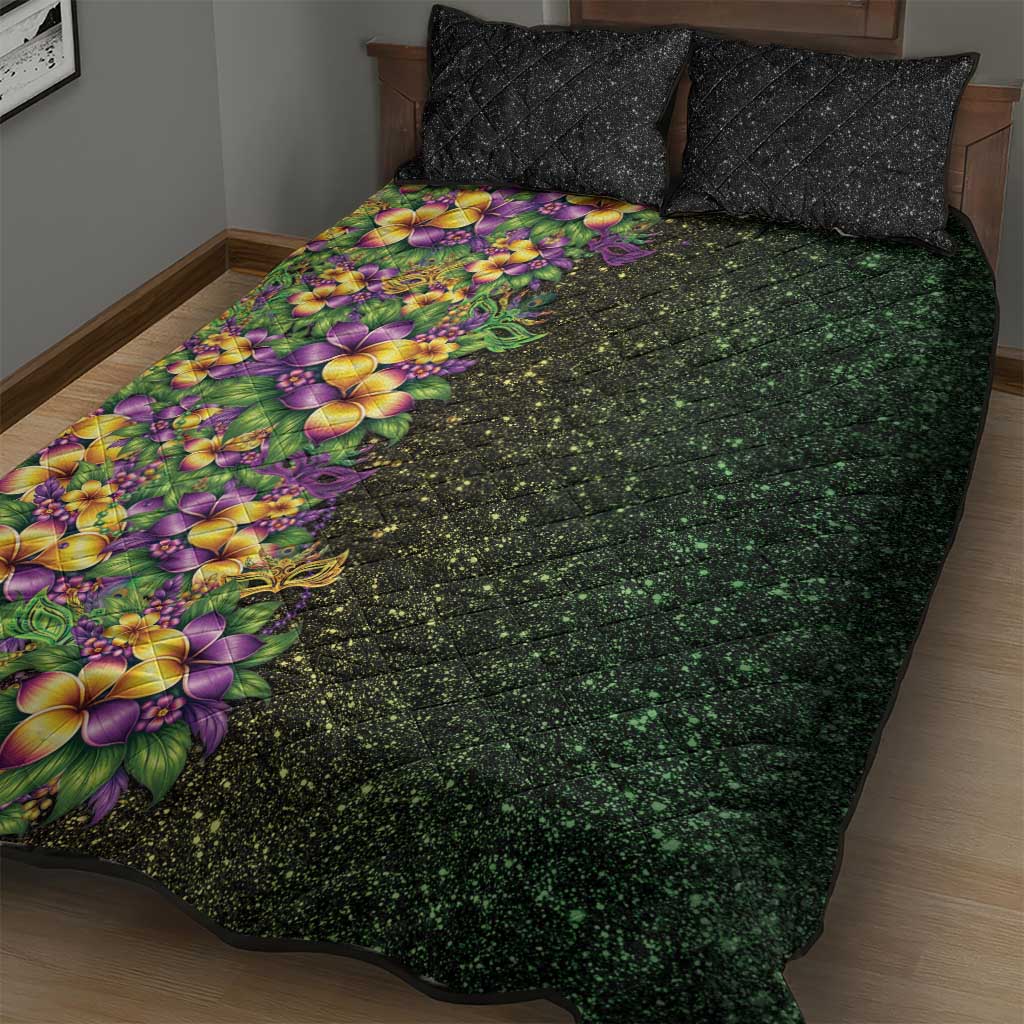 Hawaii Mardi Gras Quilt Bed Set Tropical Flowers Glitter Style LT05 - Polynesian Pride