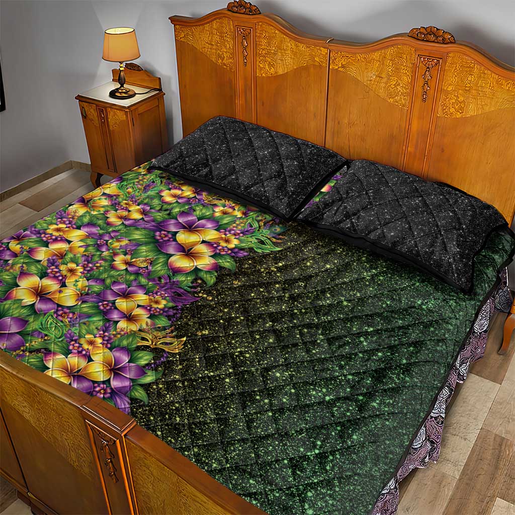 Hawaii Mardi Gras Quilt Bed Set Tropical Flowers Glitter Style LT05 - Polynesian Pride
