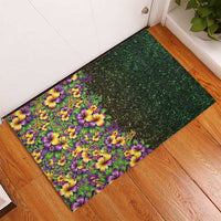 Hawaii Mardi Gras Rubber Doormat Tropical Flowers Glitter Style LT05 - Polynesian Pride