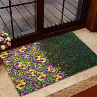 Hawaii Mardi Gras Rubber Doormat Tropical Flowers Glitter Style LT05 - Polynesian Pride