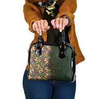 Hawaii Mardi Gras Shoulder Handbag Tropical Flowers Glitter Style LT05 One Size Black - Polynesian Pride