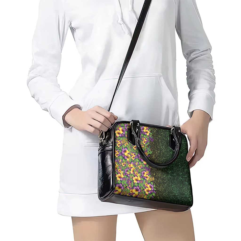 Hawaii Mardi Gras Shoulder Handbag Tropical Flowers Glitter Style LT05 - Polynesian Pride