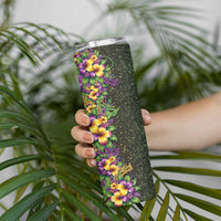 Hawaii Mardi Gras Skinny Tumbler Tropical Flowers Glitter Style LT05 - Polynesian Pride