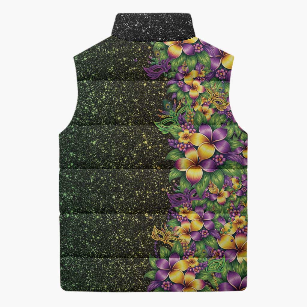 Hawaii Mardi Gras Sleeveless Puffer Jacket Tropical Flowers Glitter Style LT05 - Polynesian Pride