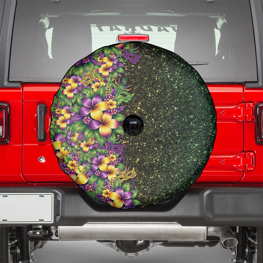 Hawaii Mardi Gras Spare Tire Cover Tropical Flowers Glitter Style LT05 - Polynesian Pride