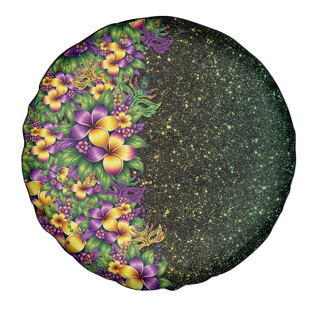 Hawaii Mardi Gras Spare Tire Cover Tropical Flowers Glitter Style LT05 - Polynesian Pride